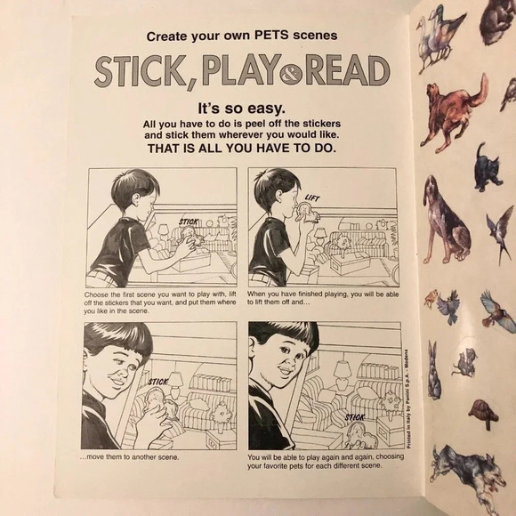 Vintage Stick Play and Read Pets The Fun Learning Panini Book Animals - Picture 6 of 16
